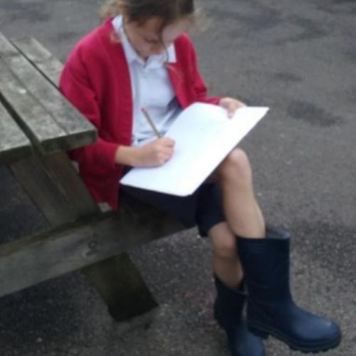 Using our lovely environment to stimulate our writing.